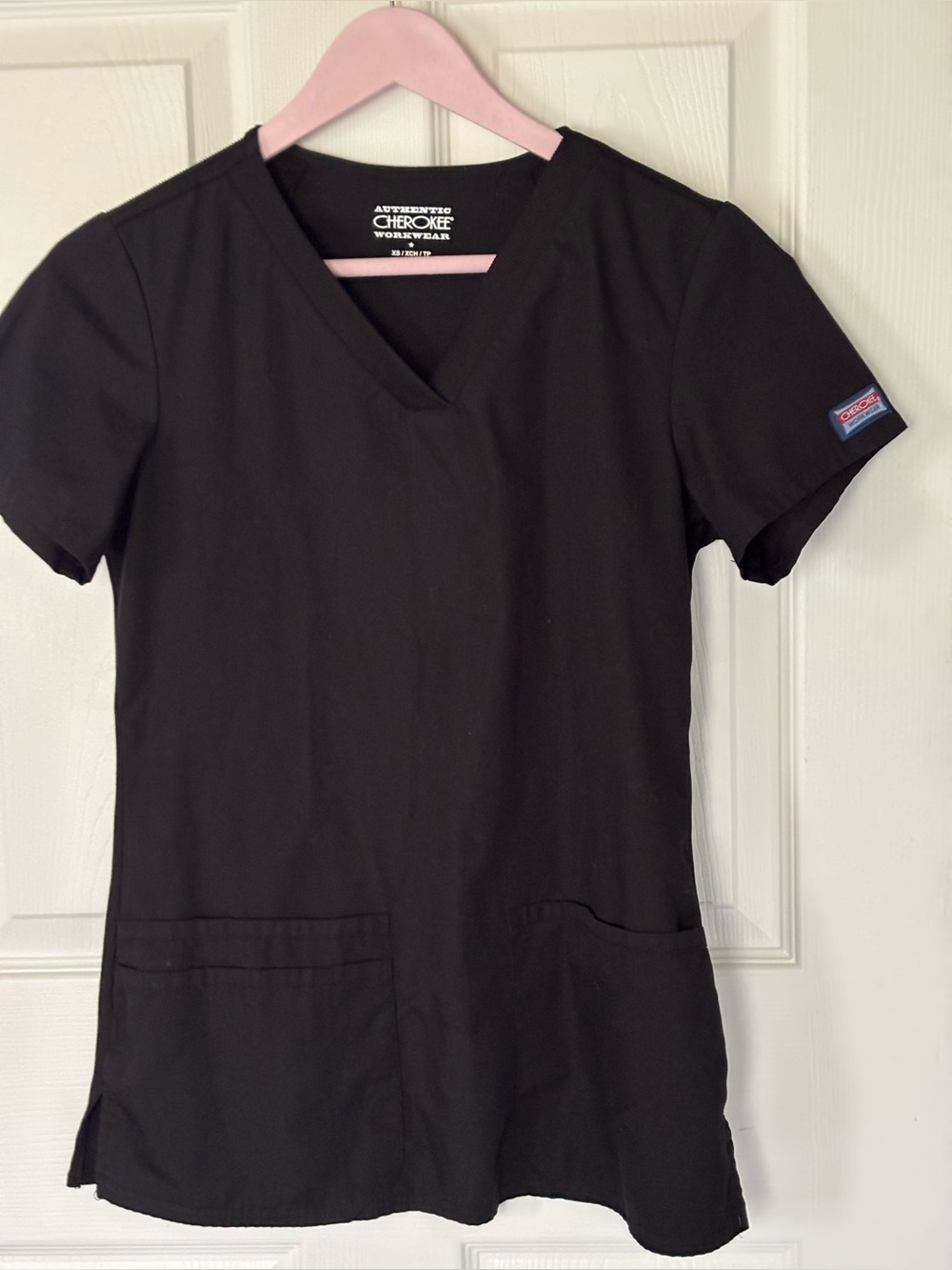 Cherokee Black V-Neck Short Sleeve Scrub Top